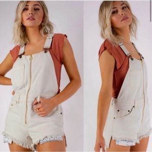 Free People Sunkissed Off White Fringe Casual Shortalls Size 10